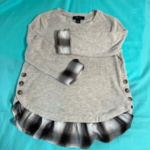 BCX Cream Plaid Shirt Size XS